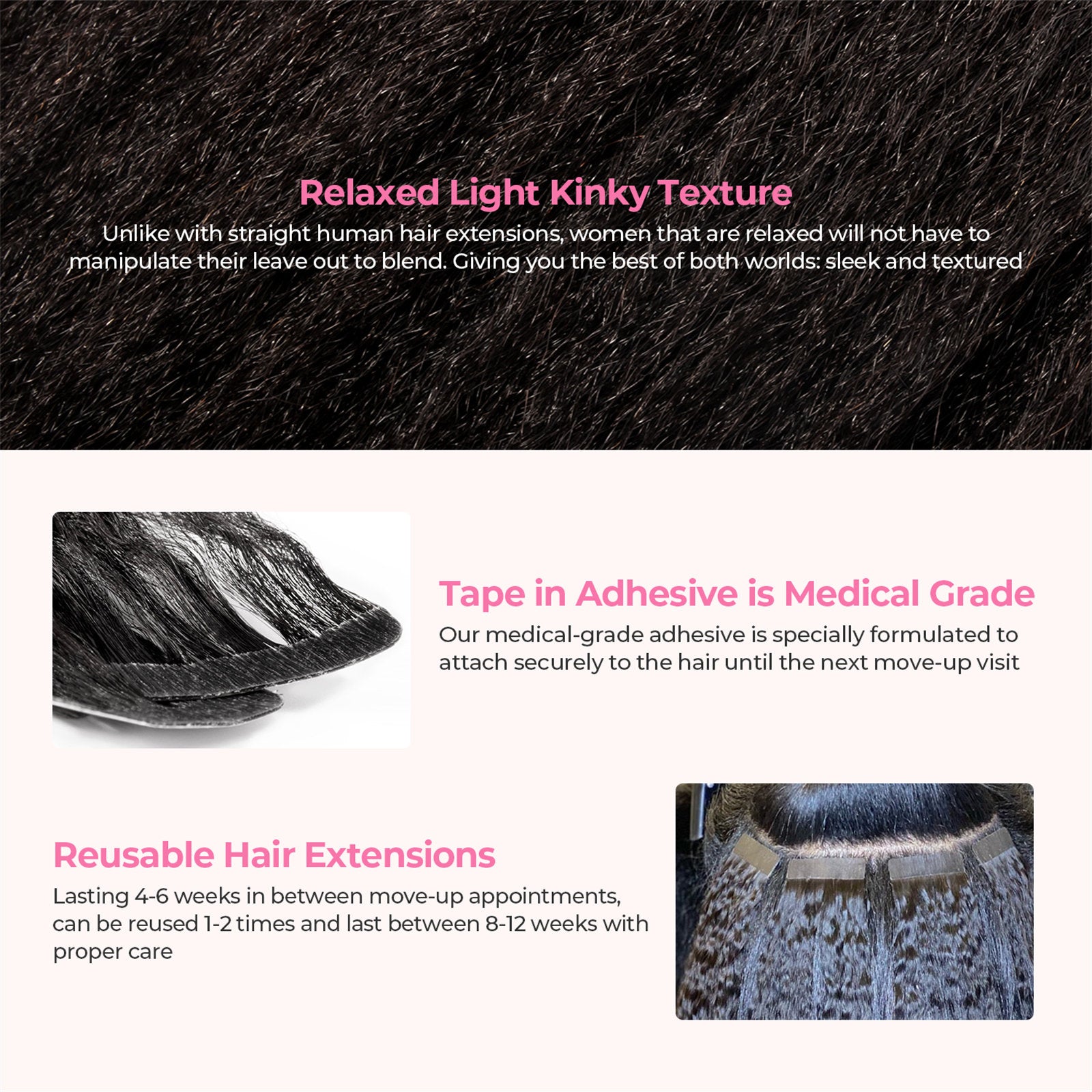 Tape In Hair Extensions Kinky Straight